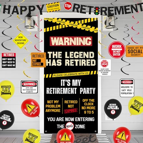 Roetyce Retirement Decorations, Caution Legend Has Retired Door Banner